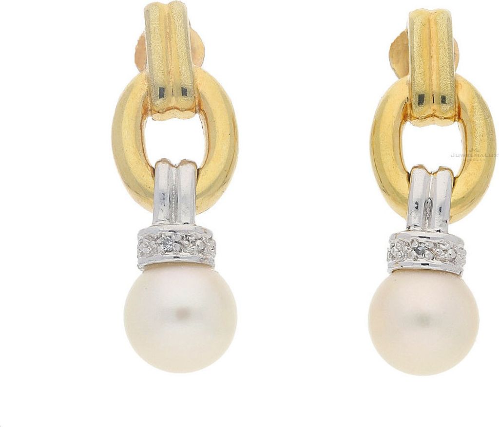 JuwelmaLux Ohrhänger 375 Bicolor mit Diamant und Akoya Zuchtperlen JL30-06-1318