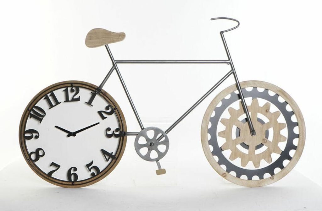Wanduhr DKD Home Decor 108 x 6,4 x 63,5 cm natürlich Schwarz Fahrrad Metall Holz MDF