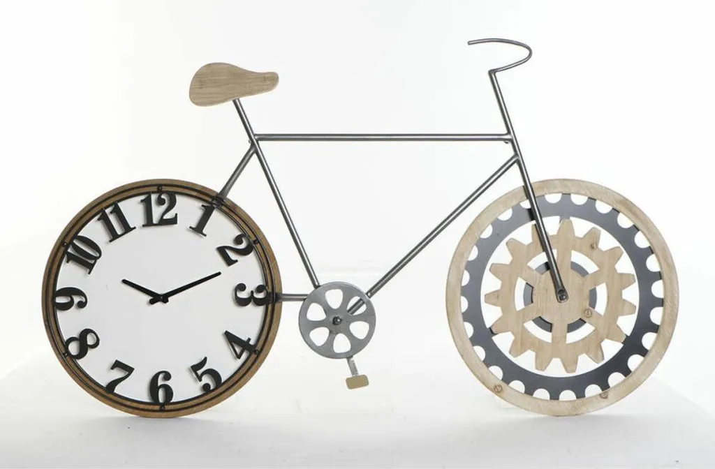 Horloge murale DKD Home Decor 108 cm en métal noir et bois MDF naturel
