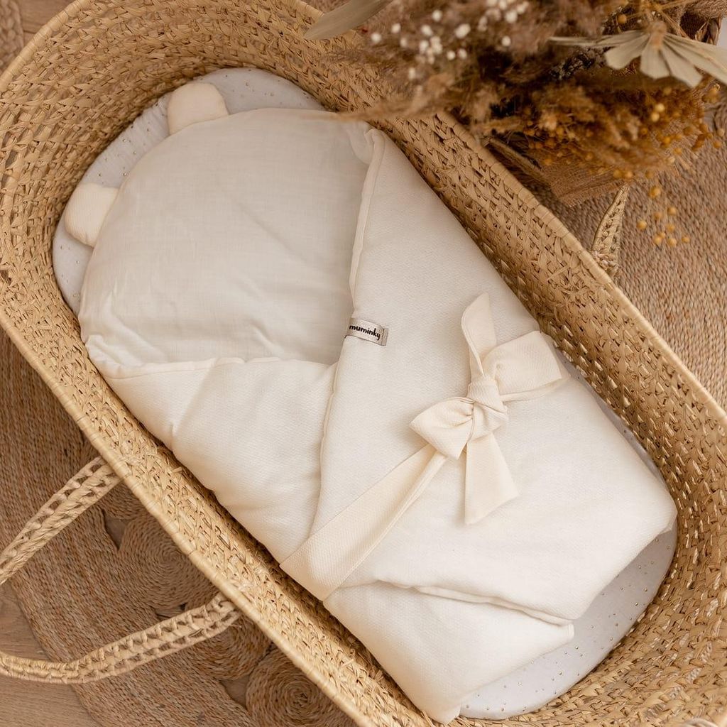 Muminky | Baby Einschlagdecke - 75x75 cm - Beige Natürlich - Musselin-Baumwolle - Weich, Atmungsaktiv, Sicher
