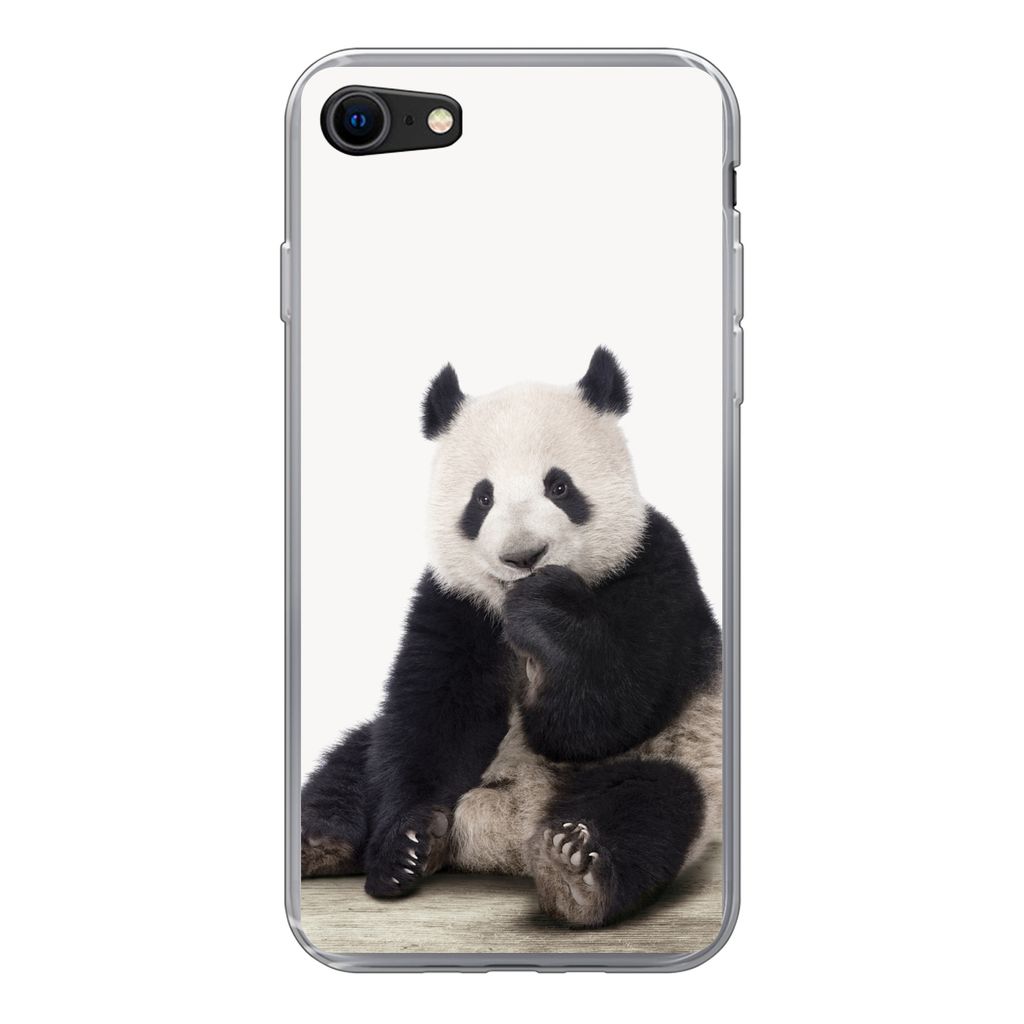 MuchoWow Handyhülle Schutzhülle Hülle für iPhone 7 Panda - Tiere - Jungen - Mädchen - Pandabär Silikon Softcase Handy Hülle - Kartenhalter
