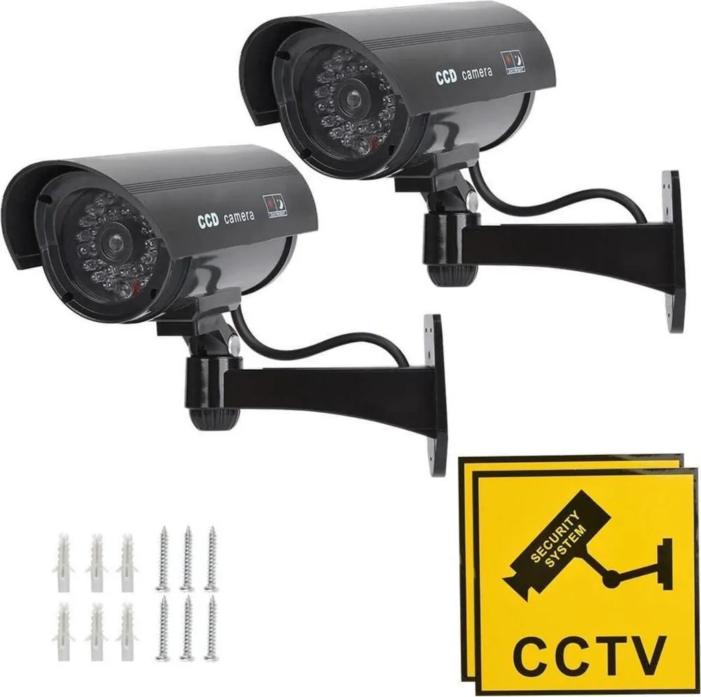 Caméra factice anti-intrusion avec LED - Pack de 2 pour une dissuasion