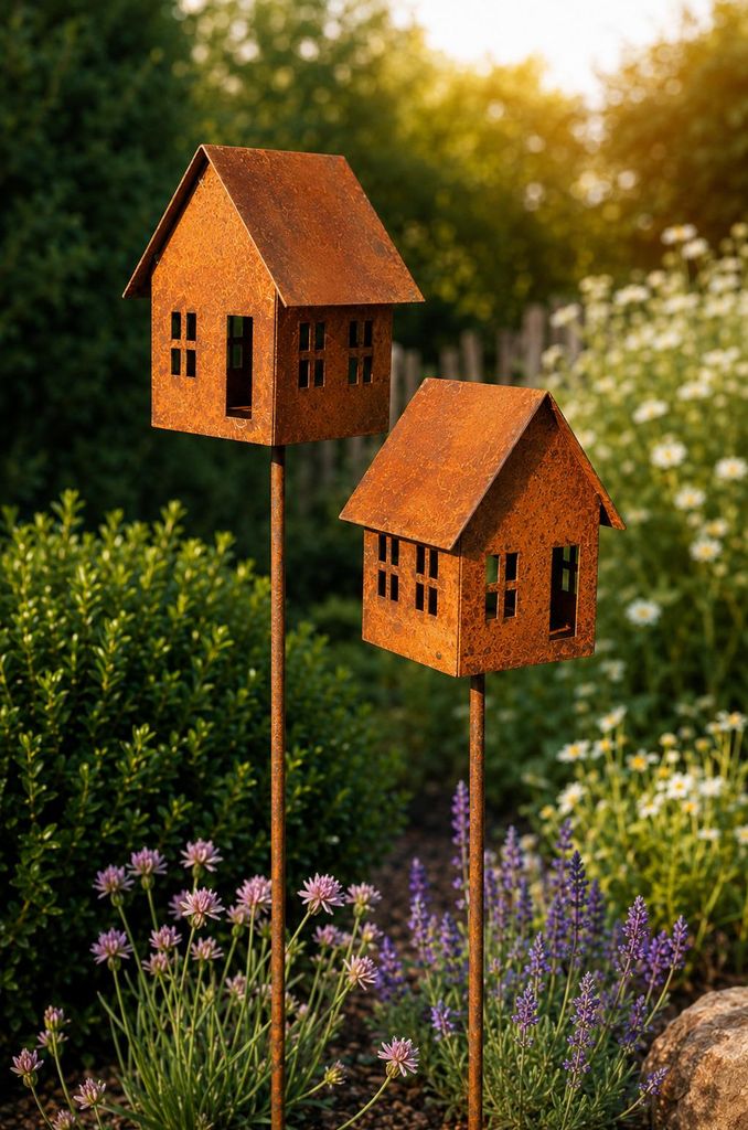 Edelrost Lichterhaus 2er Set Windlicht Gartendeko rostige Produktbild 