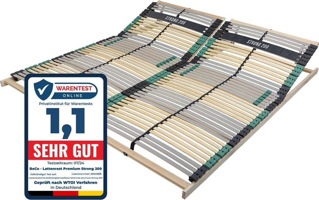 Lattenrost PREMIUM STRONG 200 mit Buchenholz, Lattenrost Produktbild 