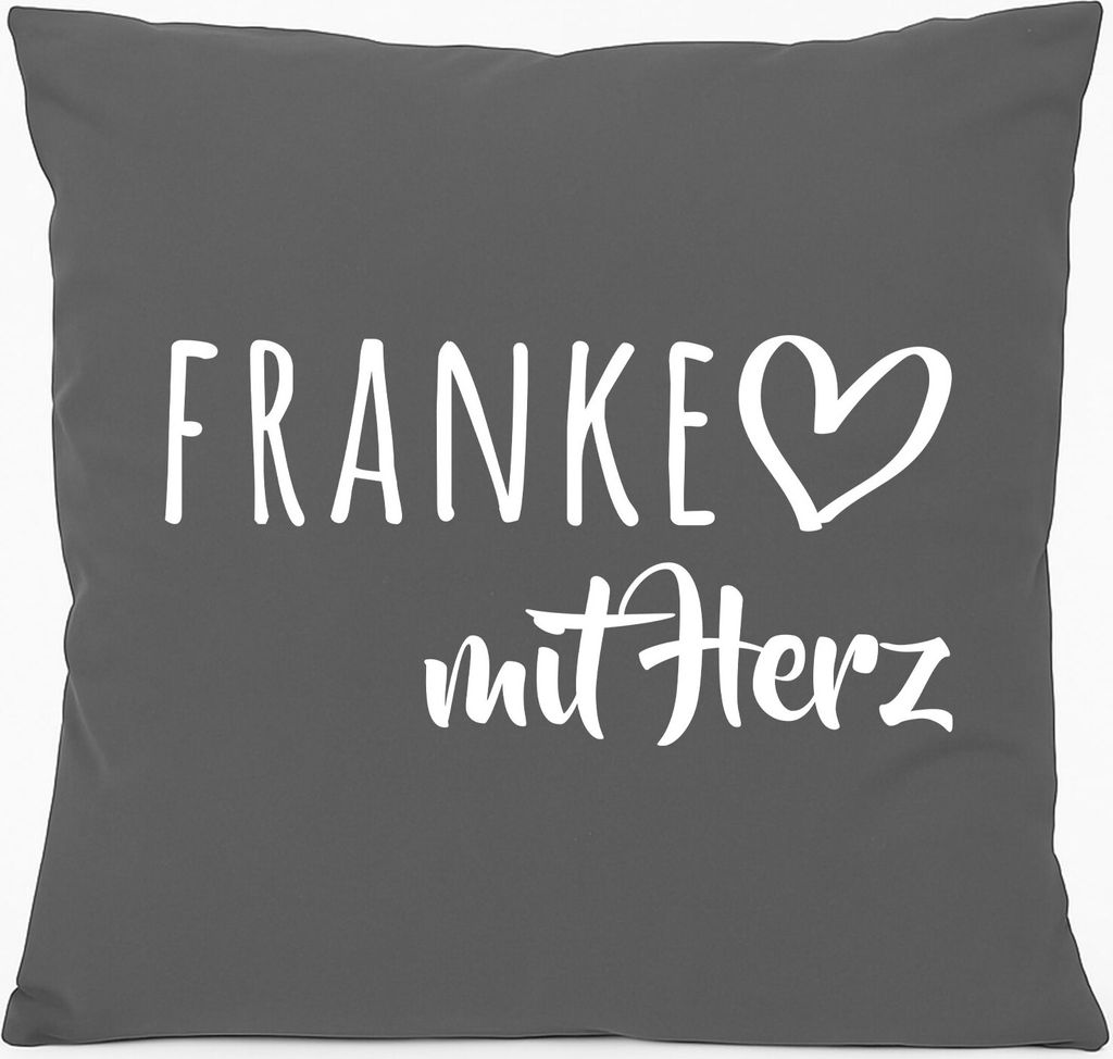 Huuraa Kissen Franke mit Herz 40x40cm mit Füllung Steel Grey Baumwolle Dekokissen Geschenkidee