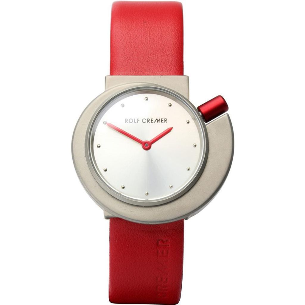 Rolf Cremer Uhr Spirale II 496906 Lederband, Titan, rot, silber