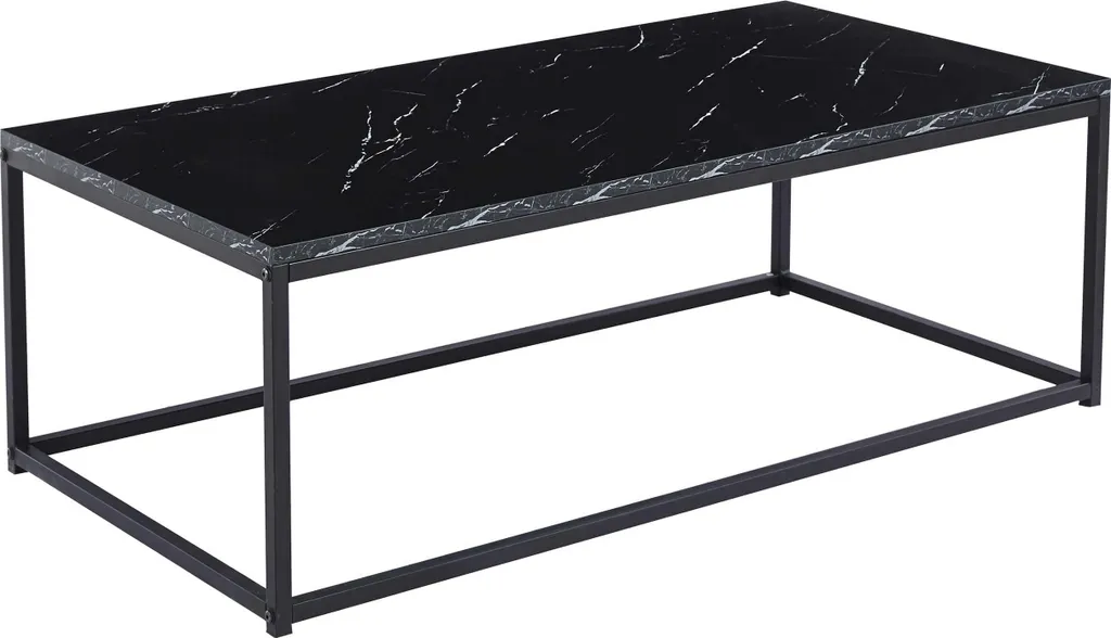 Table Basse de Salon Rectangulaire Dallas en Marbre Noir 120 cm - Chic