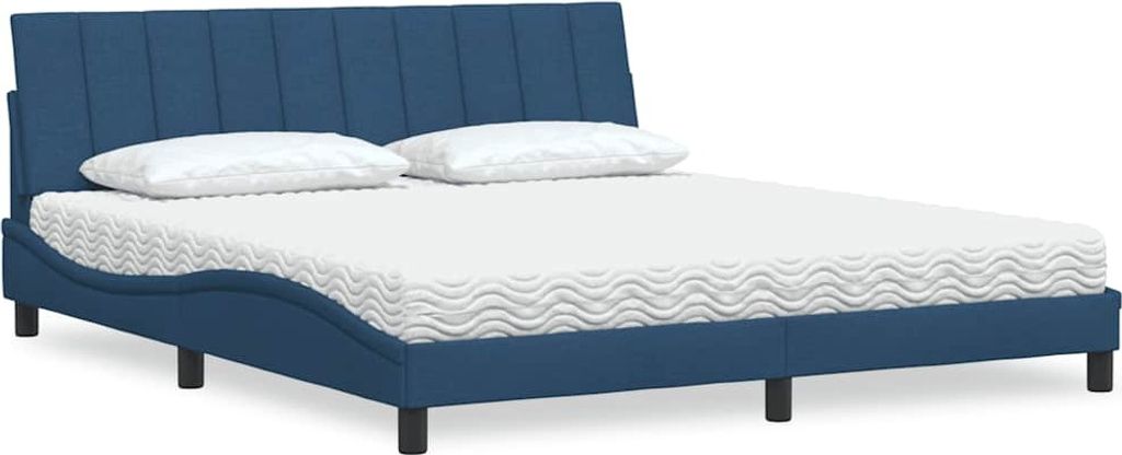 Möbel Bett mit Matratze Blau 180x200 cm Stoff - Bettrahmen 3310551
