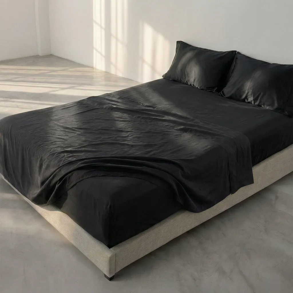 Drap-housse 200x200 bonnet 32 cm HappyFriday BASIC Noir grand format - 7