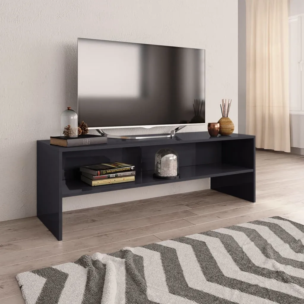 Porta TV Moderno Grigio Lucido 120x40cm - Design Lowboard Elegante