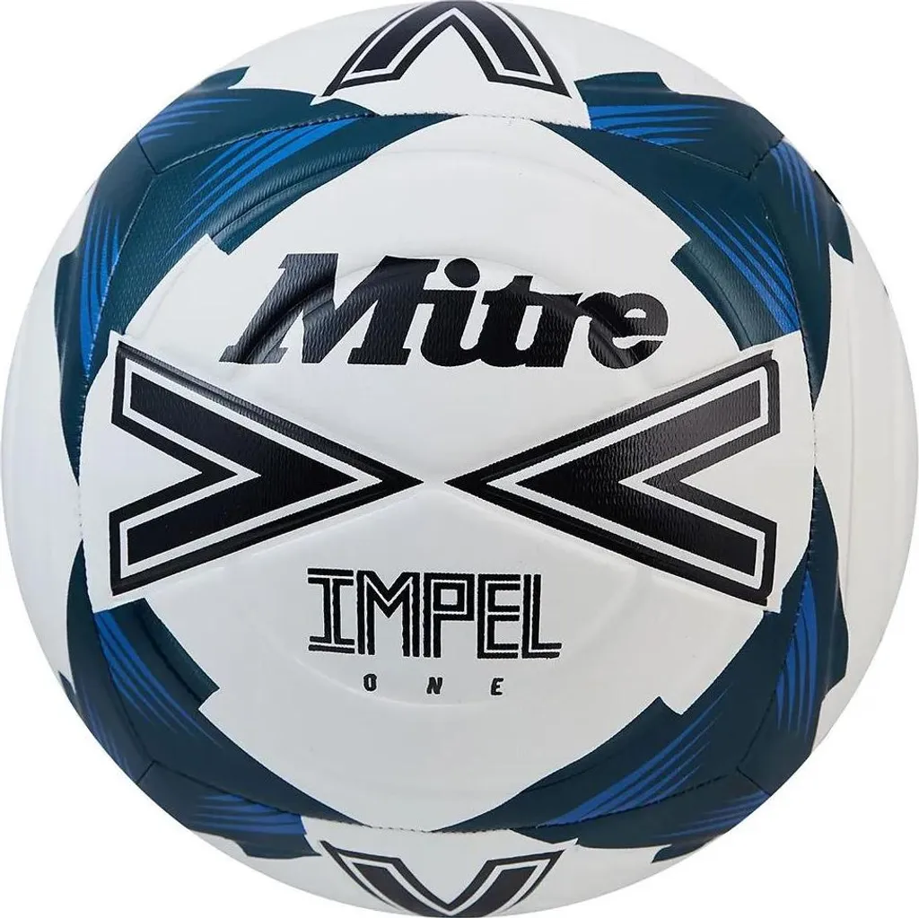 Ballon de foot taille 4 Mitre Impel One Bleu résistant pour jeune joueur