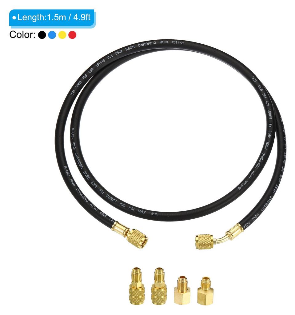 1/4 SAE K?ltemittel Befš¹llung Schlauch 4 Pack 4.9ft 800PSI Verteiler Messger?t Schlauch mit AC Adapter fš¹r Klimager?t HVAC Kš¹hlung Wartung
