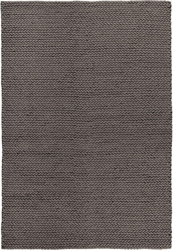Qiyano Wollteppich schlicht für Wohnzimmer natur modern geflochten einfarbig Grau Anthrazit, 160 x 230 cm