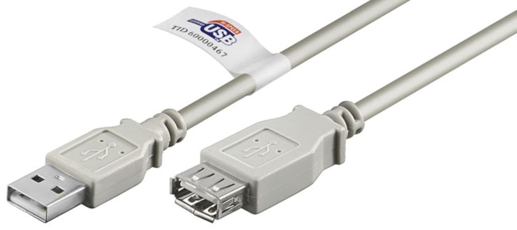 USB-A-Verlängerung, , 5 m, grau 2,5 W, 0,5 A, 480 Mbit/s, Produktbild 