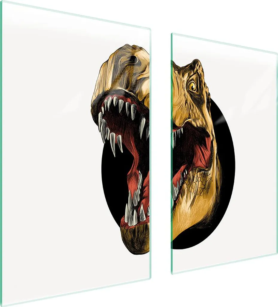 Piastre coprifornelli 2 pezzi 75x52 Copriforno in ceramica tagliere in vetro dinosauro bianco