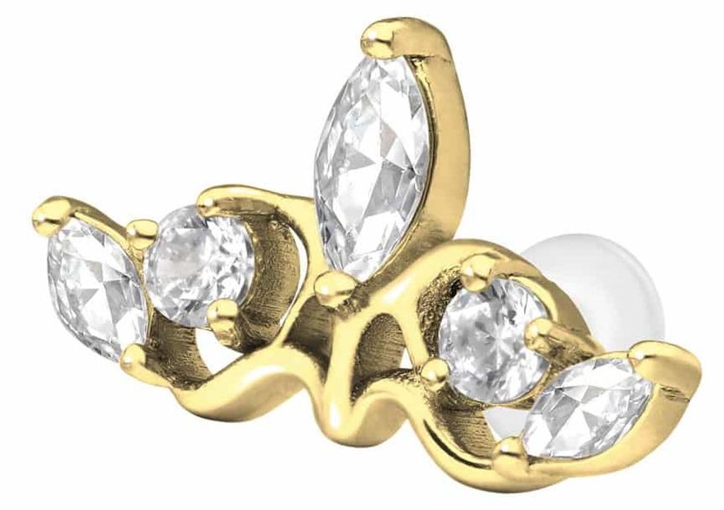 Ohrpiercing, Nasenpiercing PTFE Labret mit Innengewinde + Titan-Aufsatz GOTISCHE KRONE Gold Stablänge: 7mm | Stabstärke: 1,2mm