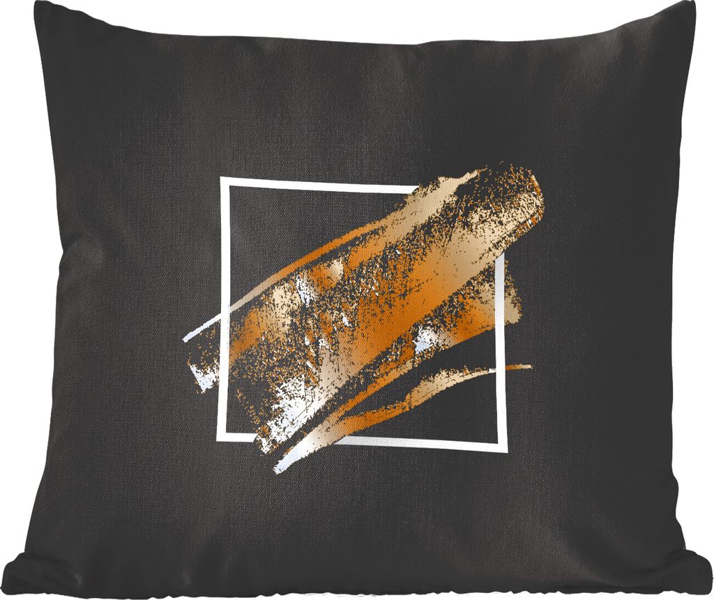 MuchoWow Zierkissen Sofakissen Wohnzimmer Dekokissen 40x40 cm Goldene Farbstreifen mit schwarzem Hintergrund - Foto Kissen - Schlafzimmer Dekoration