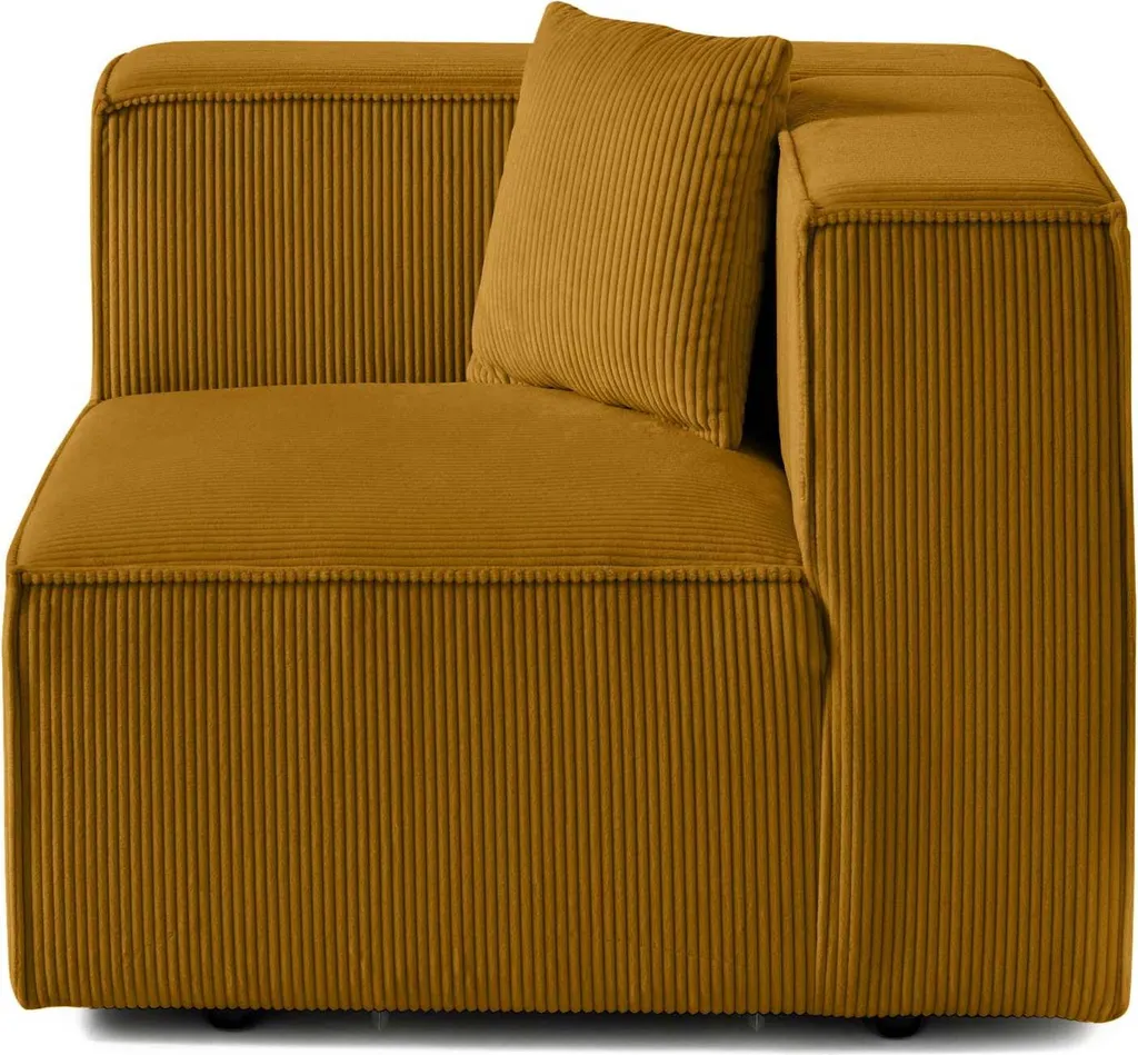 Module d'assise gauche Lisa Design Arty en velours côtelé jaune moutarde - 6