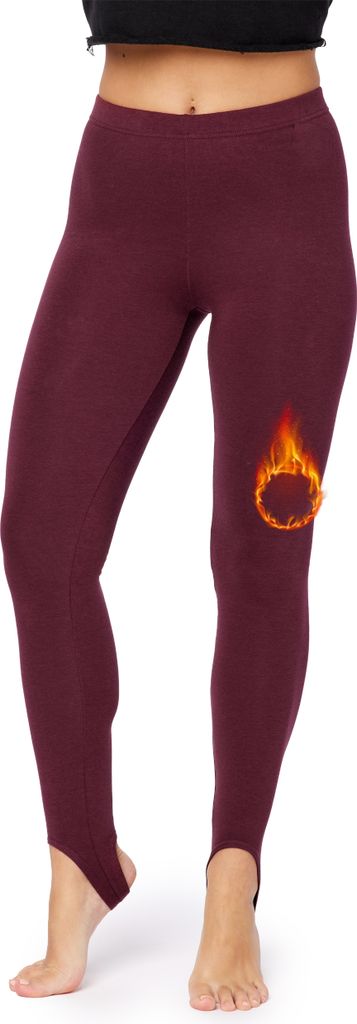Bellivalini Damen Thermo Leggings Gefüttert mit Fußschlaufe für Winter Warme Apre Ski BLV50-321 (Weinrot, M)