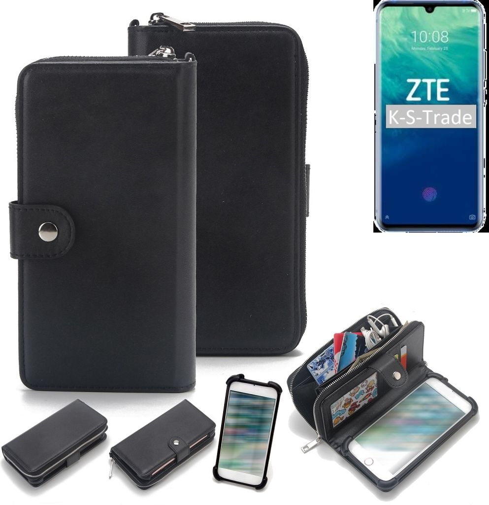 K-S-Trade 2in1 Handyhülle Schutzhülle kompatibel mit ZTE Blade V10 & Portemonnee Cover Handy Hülle Case Etui Geldbörse Wallet Bookstyle Hülle