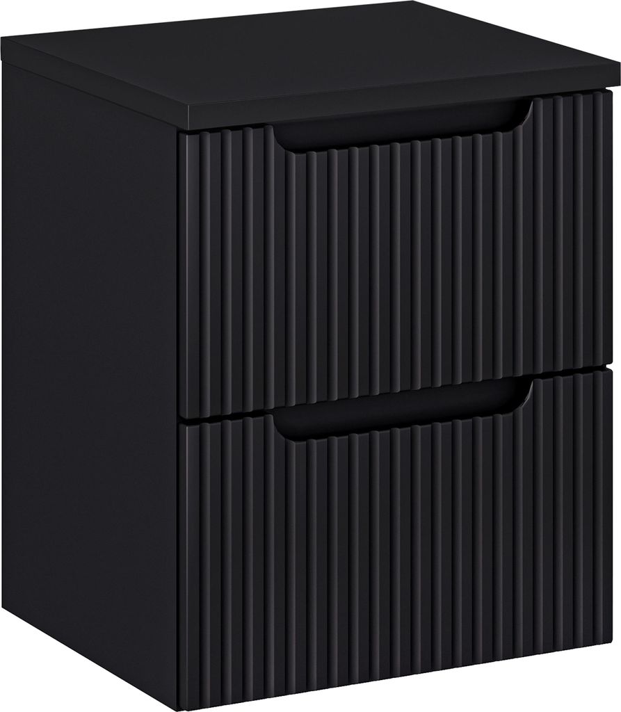 Badezimmerschrank 50 Cm Mit Platte Schwarz Matt Geriffelt Modern