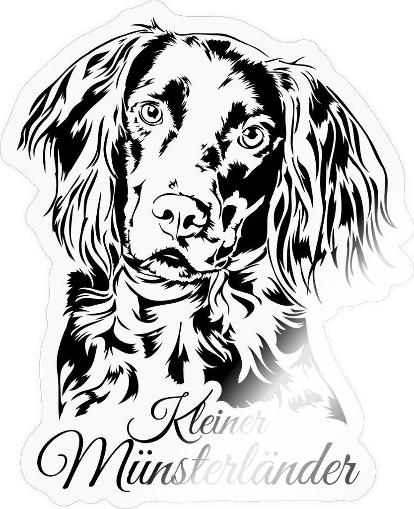 Spreadshirt Kleiner Münsterländer Hund Jagdhunde Sticker Aufkleber, 10 x 10 cm, Transparent glänzend