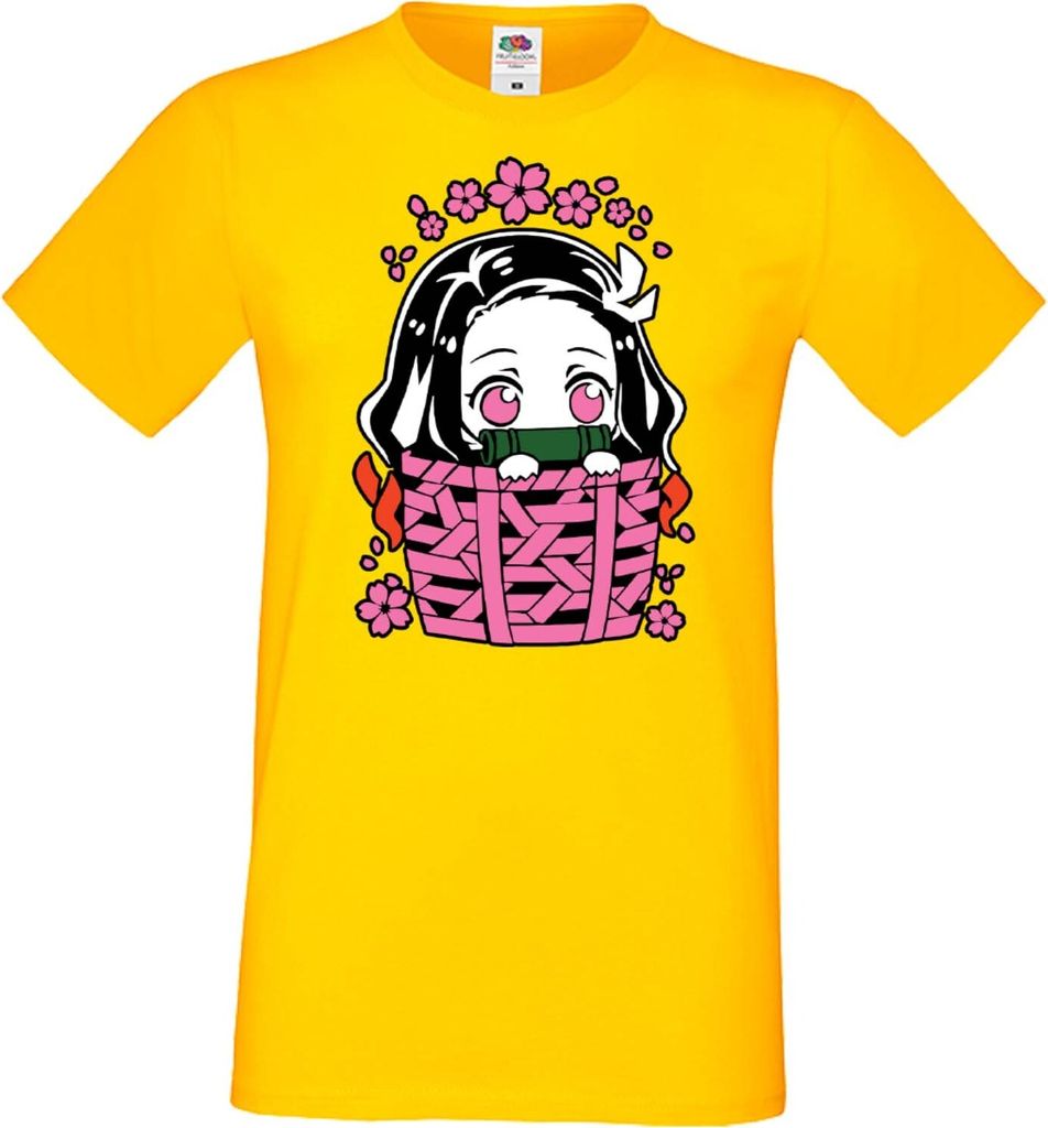 Herren T-Shirt Anime Manga Demon Anime Slayer Nezuko Kamado 06, Man M / Gelb