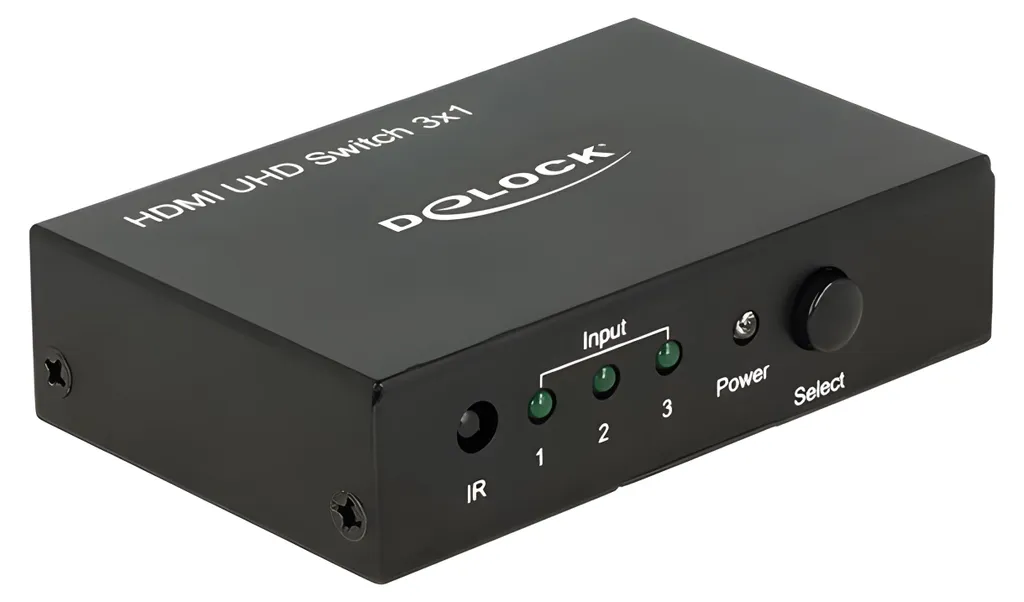 Commutateur HDMI 3x1 4K 60Hz Delock - Boîtier Métal Haute Performance HDR