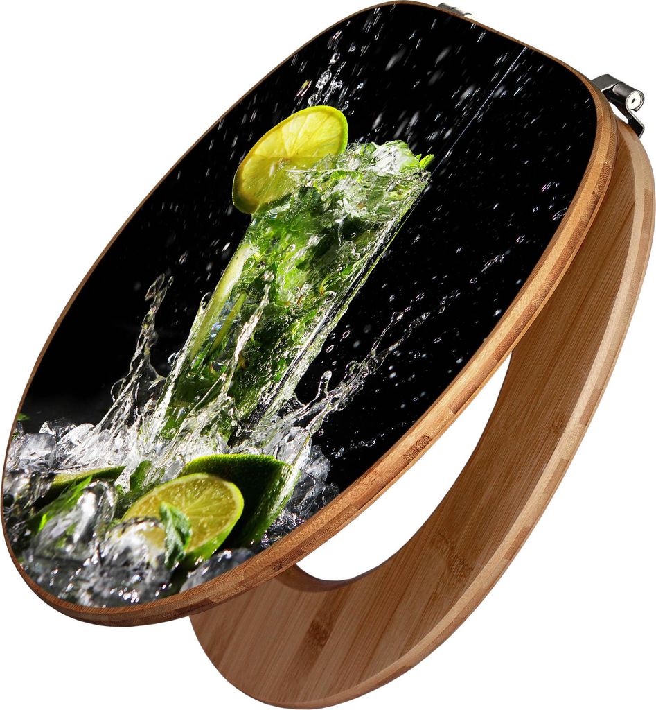 banjado Design WC Sitz Bambus 44x38x5cm - Brasilianischer Cocktail - Toilettendeckel/Toilettensitz Bambus - hochwertiger Bambus Klodeckel/WC-Sitz m...