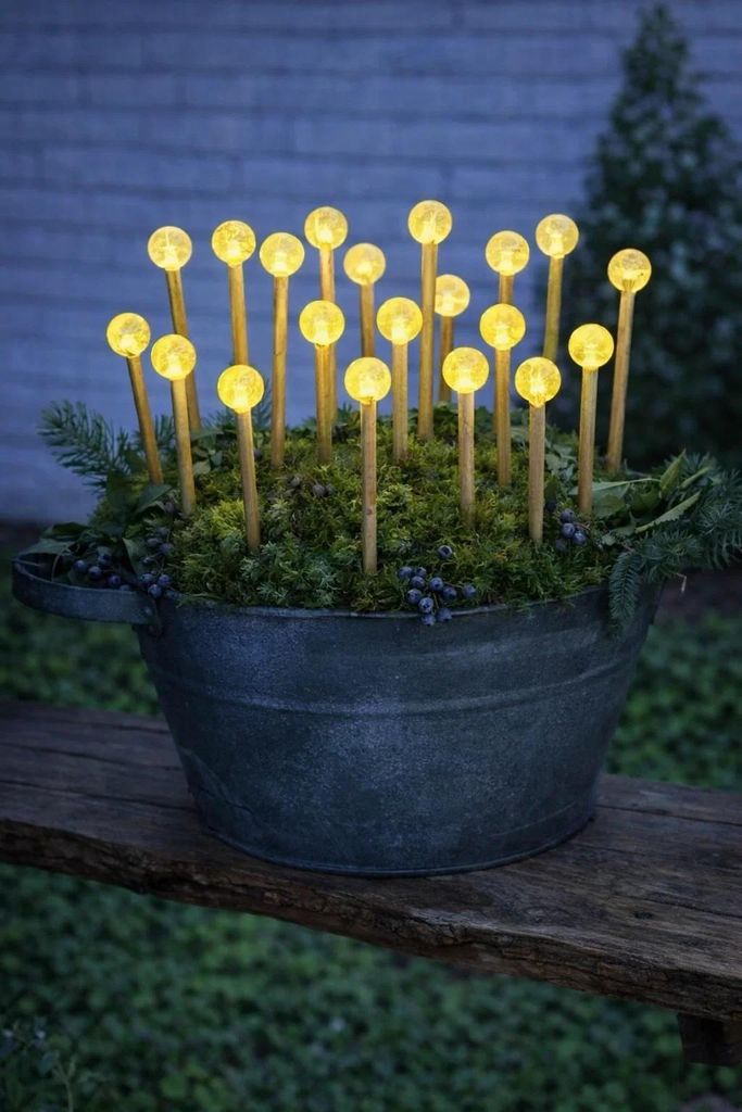 LED Gartenstecker Bambus 20er-Set Stäbe Kugeln Garten Deko geeignet für alle Jahreszeiten