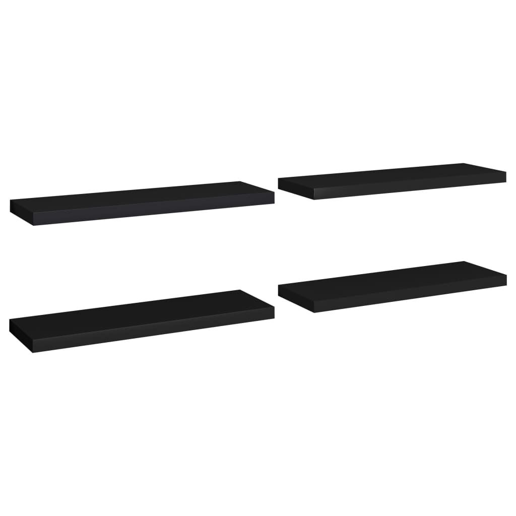 Półki Ścienne, 4 Szt., Czarne, 80 X 23,5 X 3,8 Cm, Mdf Zdjęcie produktu 