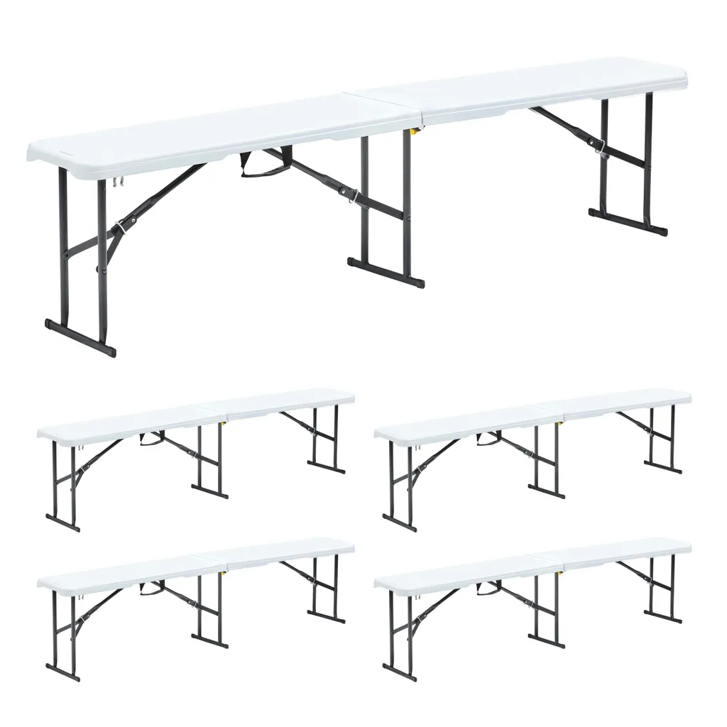 Banc pliable portable en PEHD lot de 5 pièces Oviala REKKEM robuste