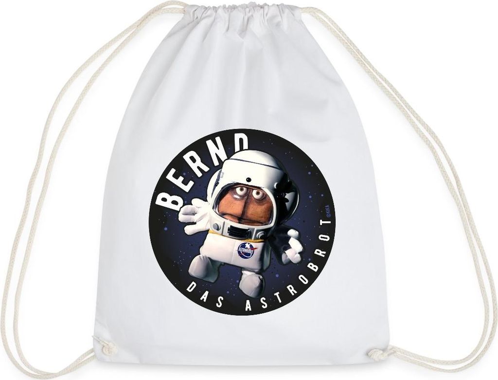 Spreadshirt Bernd Das Brot Astrobrot Rund Turnbeutel, One size, Weiß
