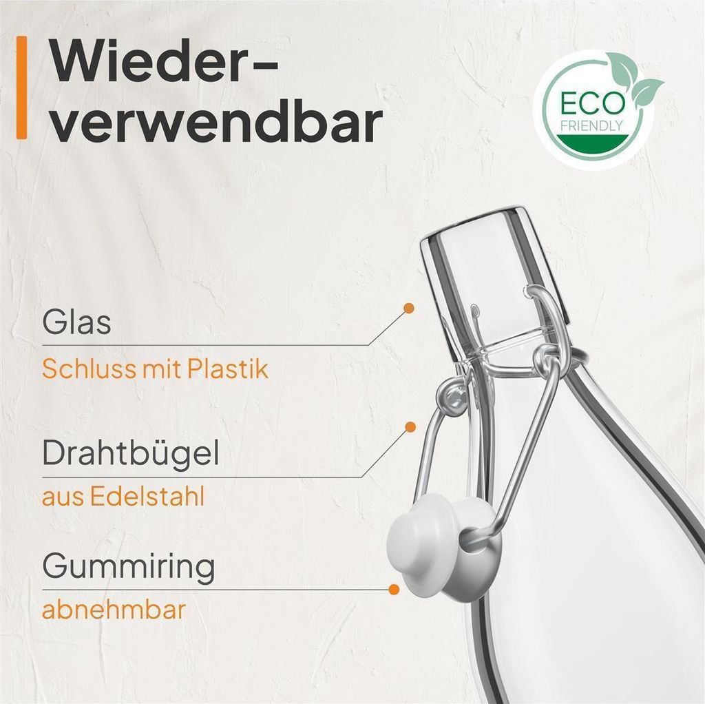 24x Glasflasche 250ml Flaschen zum Befüllen Einmachgläser Produktbild 4