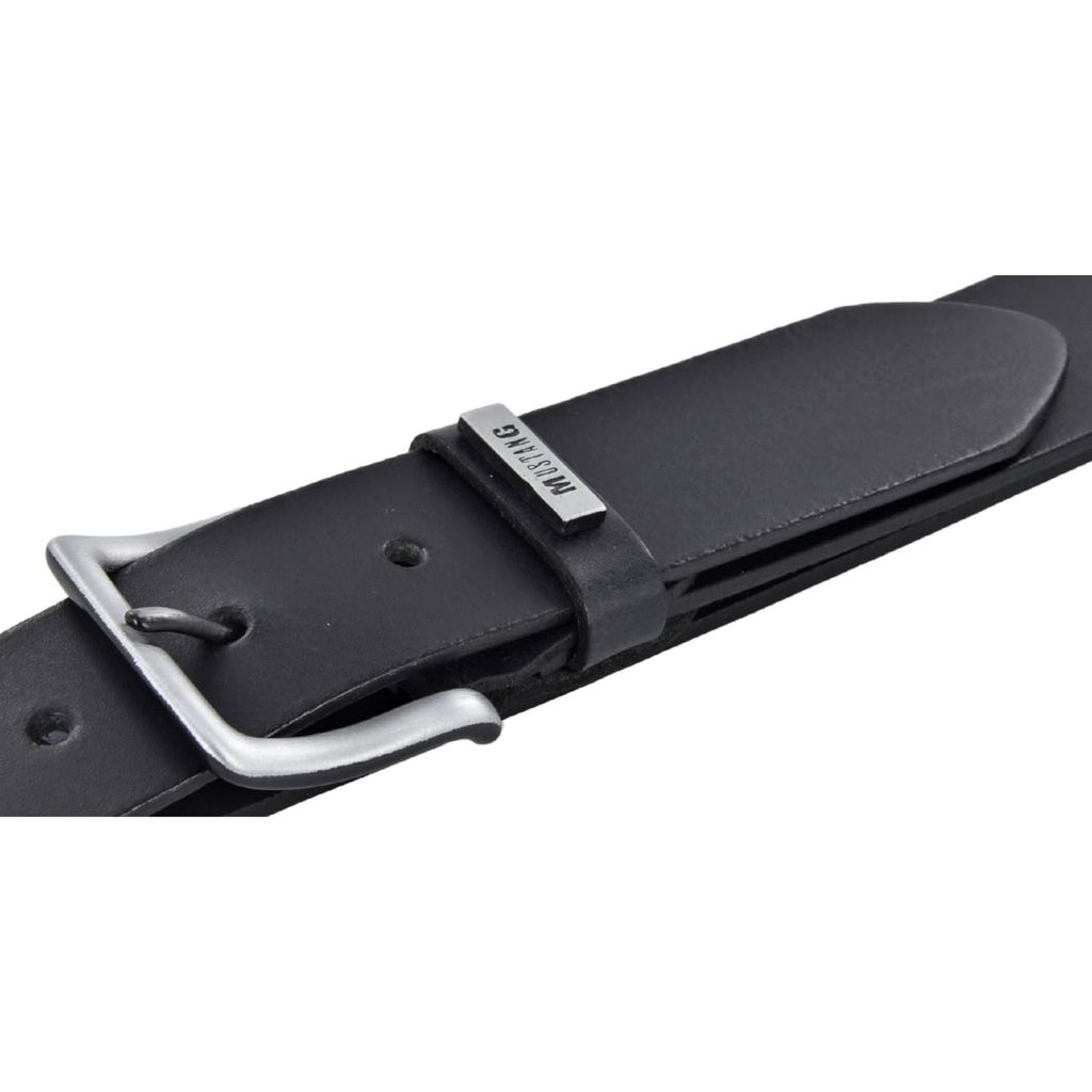 MUSTANG Herrengürtel W115, Schwarz, 100% Leder, Stufenlos Verstellbar, Breite 3,5 Cm
