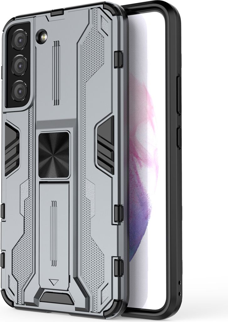 Galaxy S22+ 5G Hülle, Dual Layer PC TPU Bumper Stoßfest Ständer Schutzhülle für Samsung Galaxy S22 Plus 5G Grau