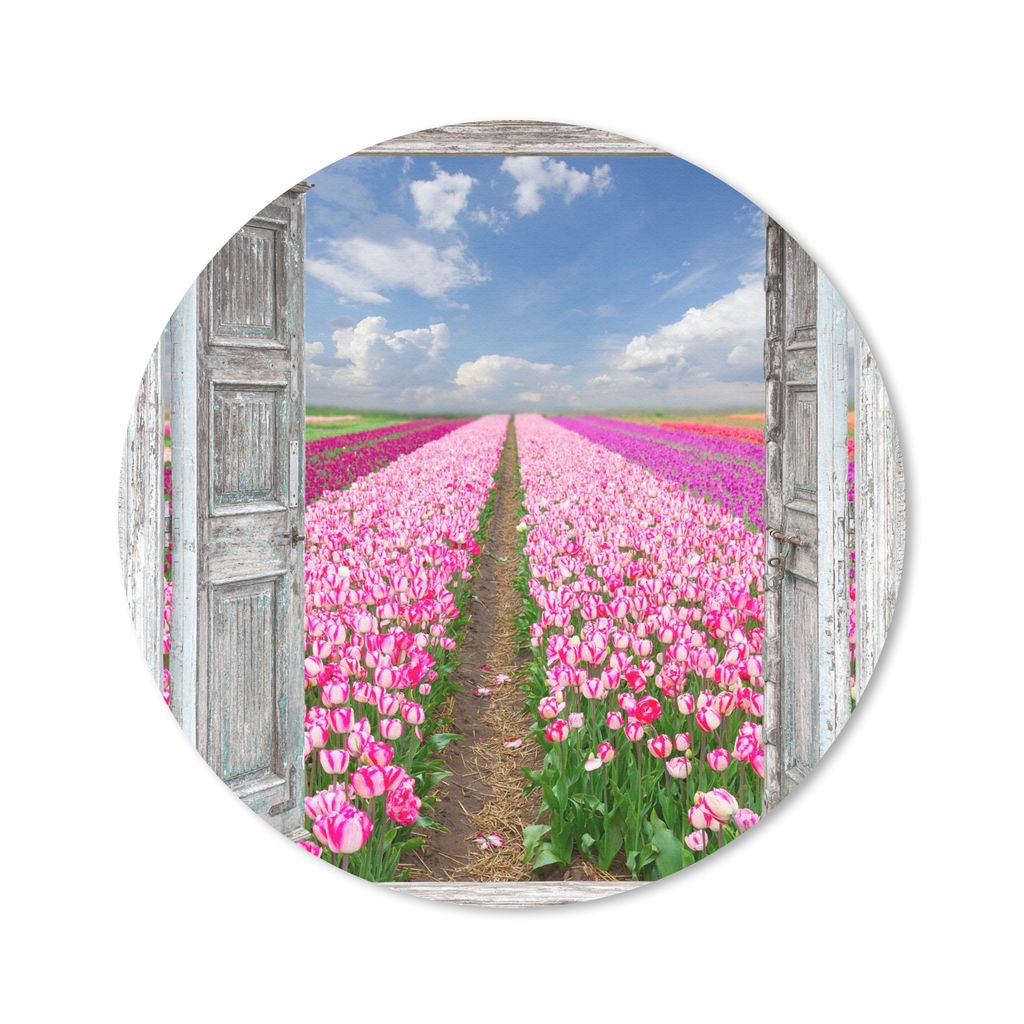 MuchoWow Mauspad Mousepad Blumen - Tulpen - Ansicht - Regenbogen 20x20 cm - Mousepads - Maus Mat - Pad - Mausunterlage - Schreibtischmatte