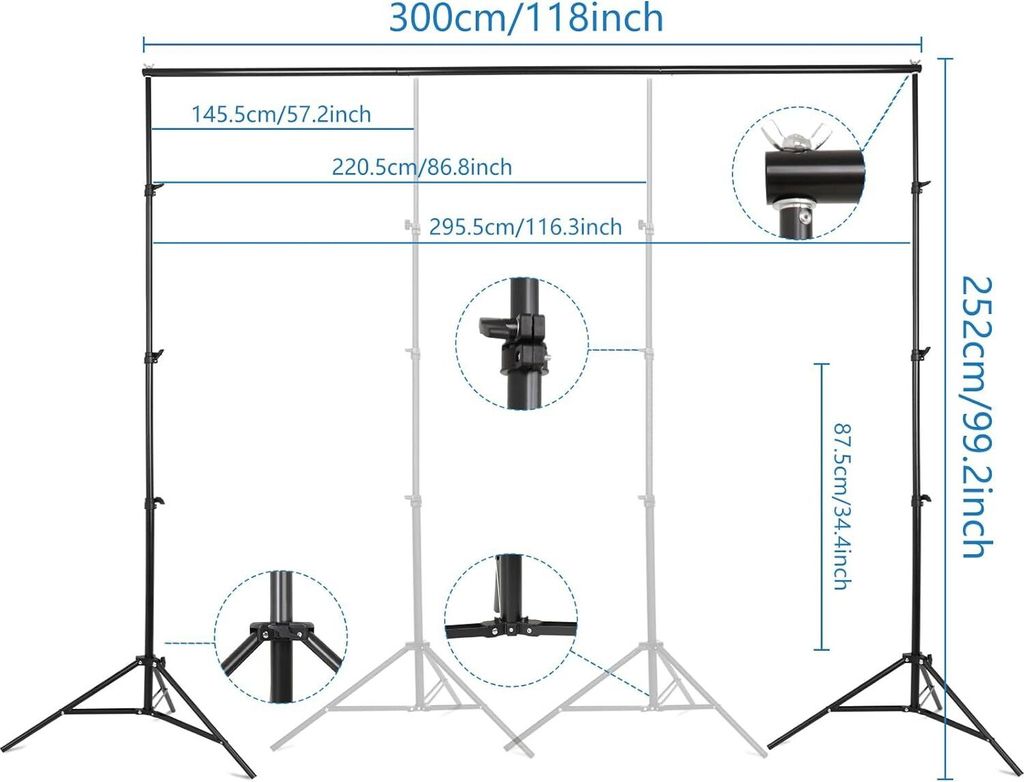 FCH Hintergrund Ständer Set 2,6 x 3m Verstellbarer Produktbild 7