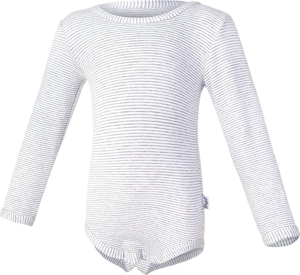 Body langer Ärmel Outlast - Streifen weißgrau meliert, 80