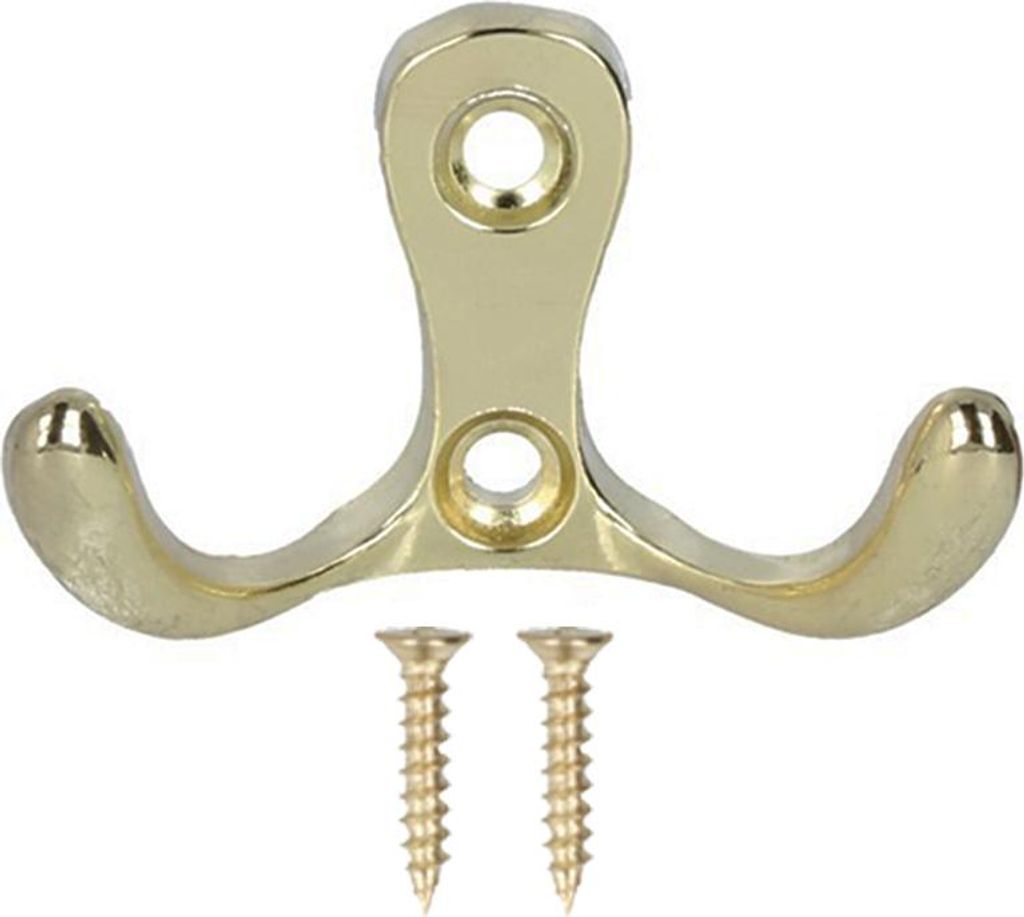 A double hook with two screws, isolated on a white background.