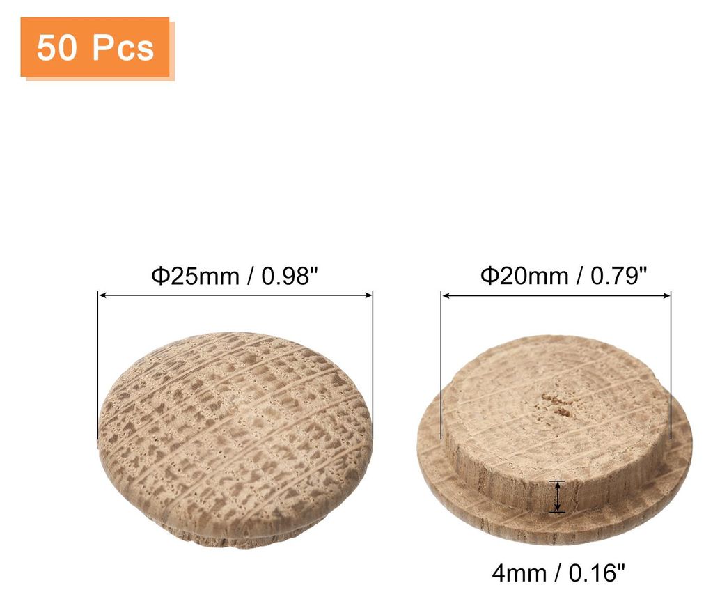 Holzstopfen, 50 Stš¹ck 25 x 20 mm - Eichenholz-Knopfstopfen, Schraubenlochabdeckungen, dekorative Holzabdeckung fš¹r Treppenstš¹hle, M?bel un...