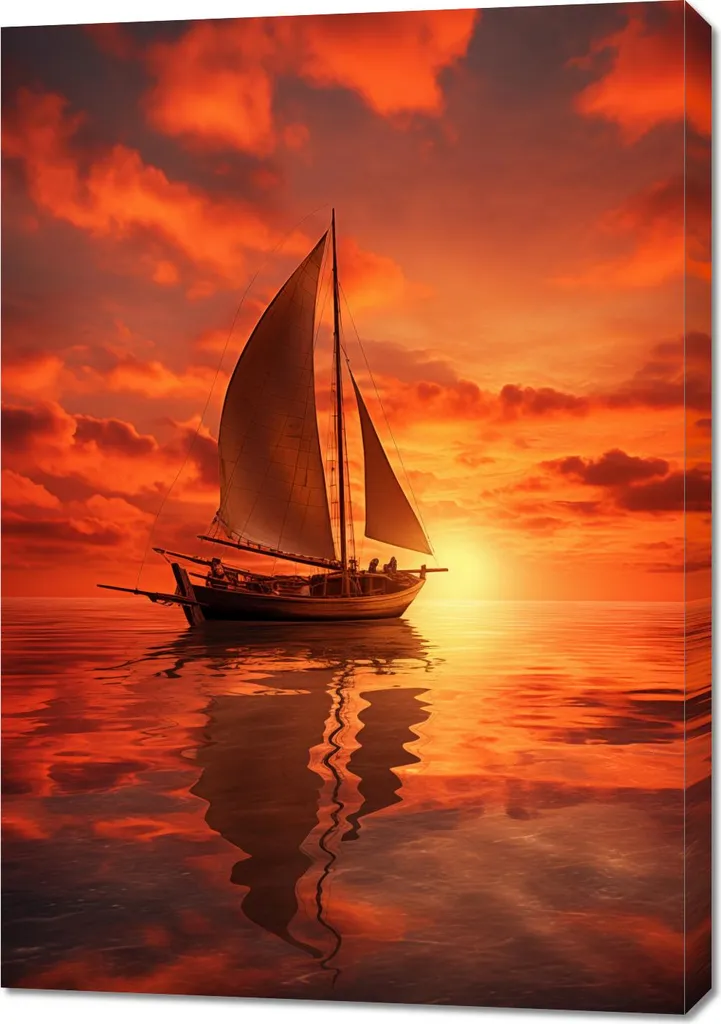 Habillez un mur vide avec l'Image Sous les voiles du coucher de soleil