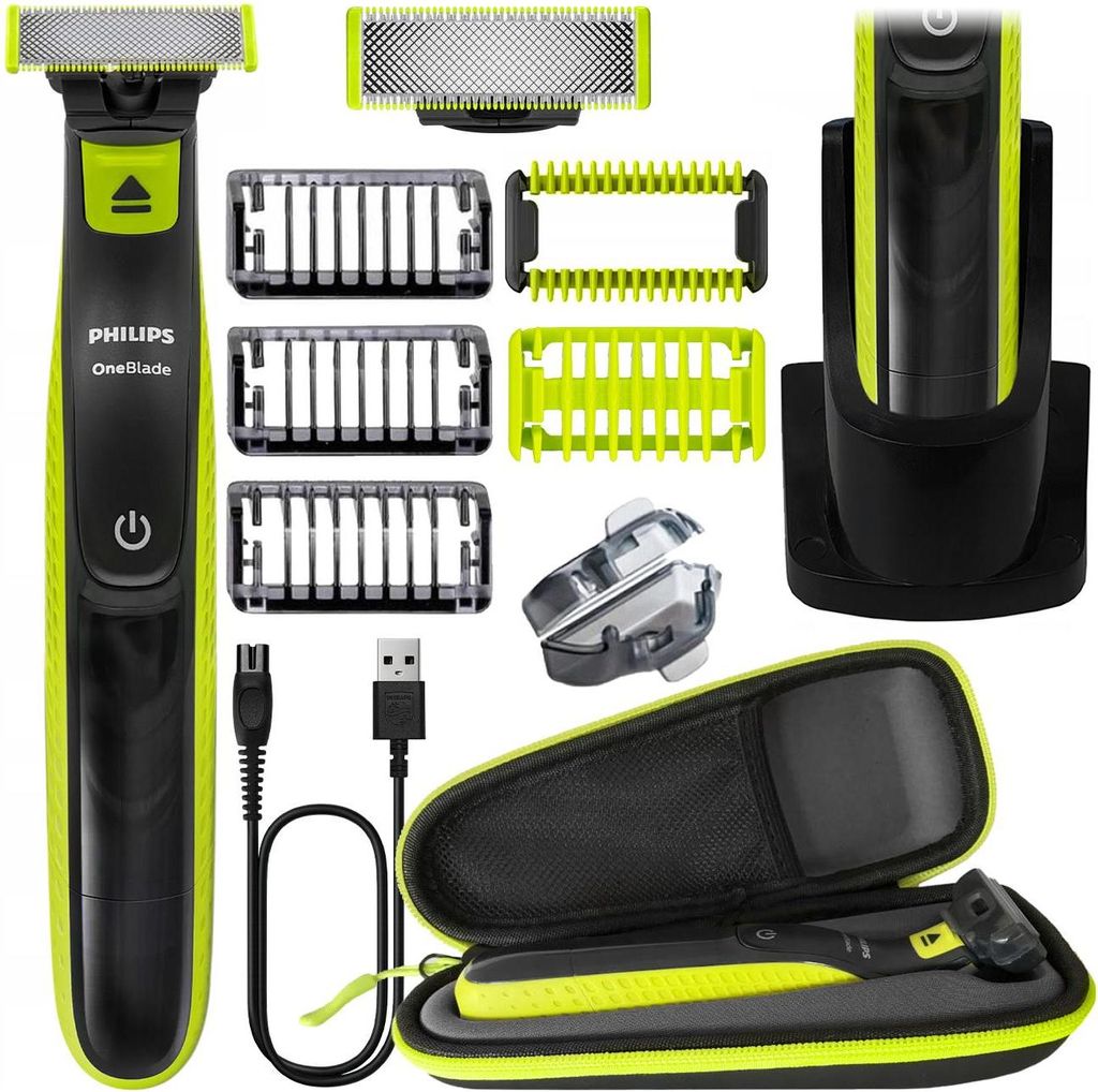 Philips OneBlade Rasierer QP2724/10 + Etui + 2 Körperaufsätze + Oneblade Ständer