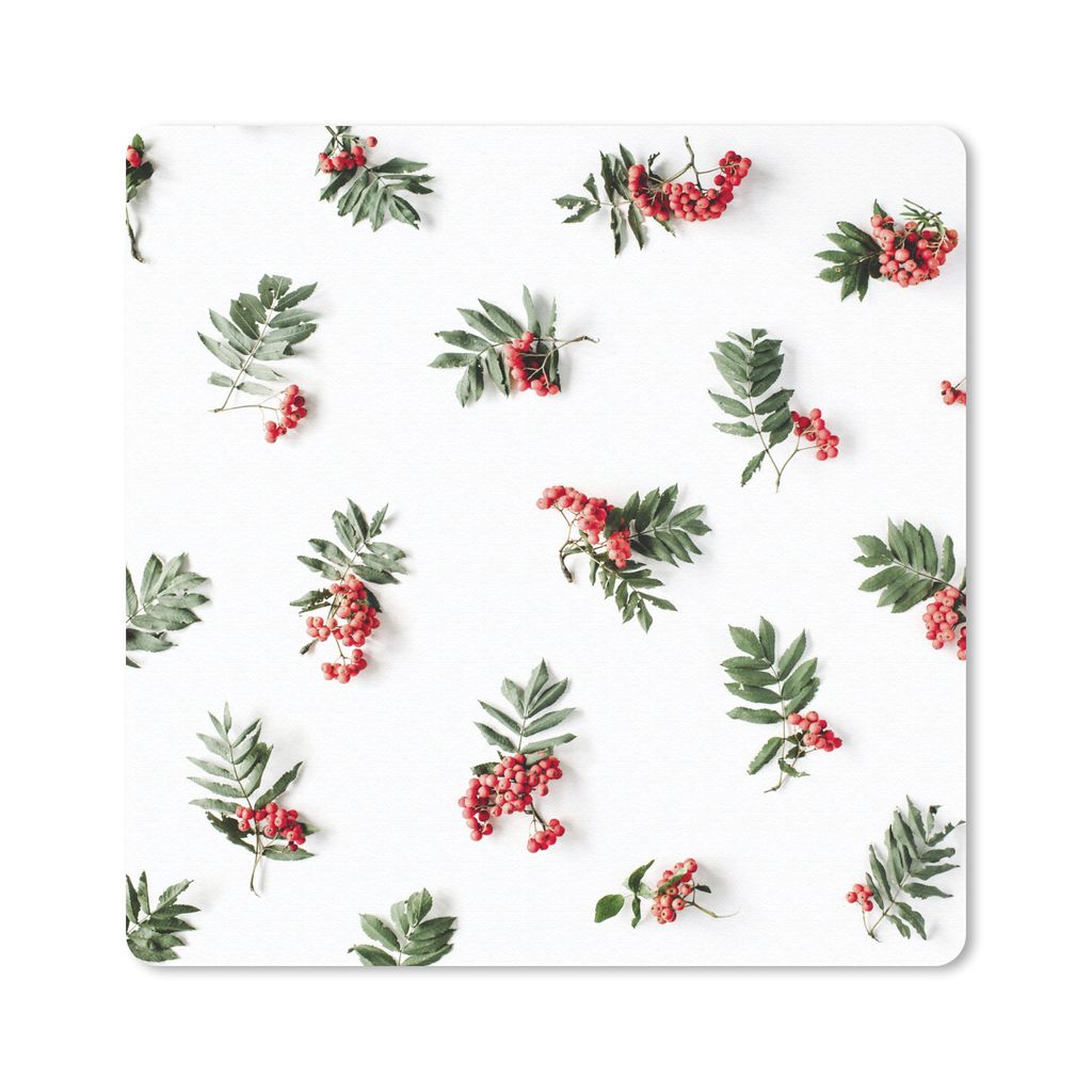 MuchoWow Mauspad Mousepad Winter - Weiß - Mistelzweig 20x20 cm - Mousepads - Maus Mat - Pad - Mausunterlage - Desk Mat - Bureauartikeln