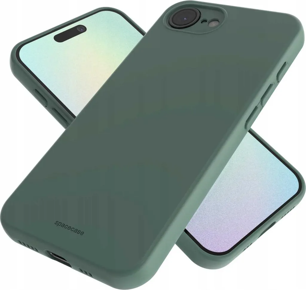 Coque en silicone SPACECASE pour iPhone 16E Vert - Protection Soft Touch