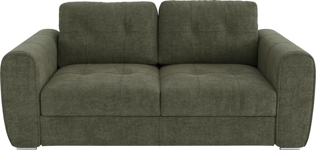 3-Sitzer-Sofa im Express-Stil aus grünem Stoff – Schlafplatz mit Lattenrost (140 cm) – Matratze (14 cm) – BOLIPO