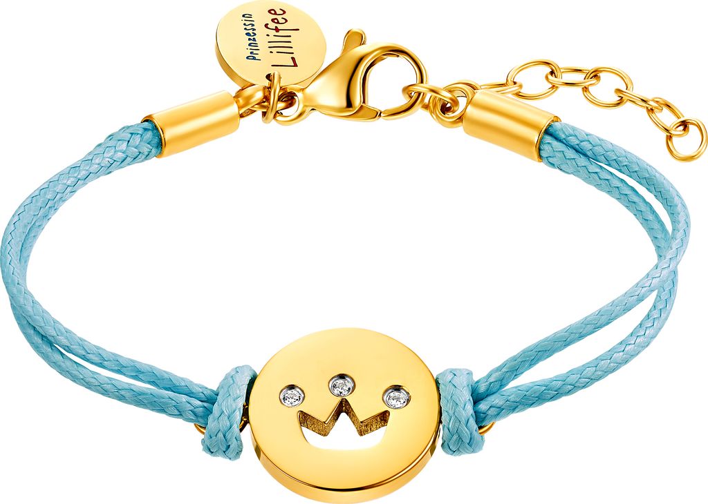 Prinzessin Lillifee 2034003 Textilarmband mit Krone aus Edelstahl vergoldet