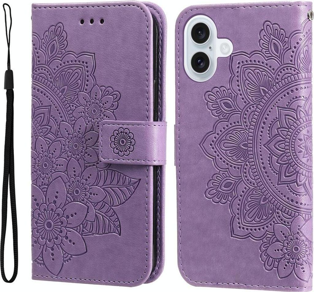 Mobigear Flowers iPhone 17 Hülle Klapphülle Geldbörse - Lila