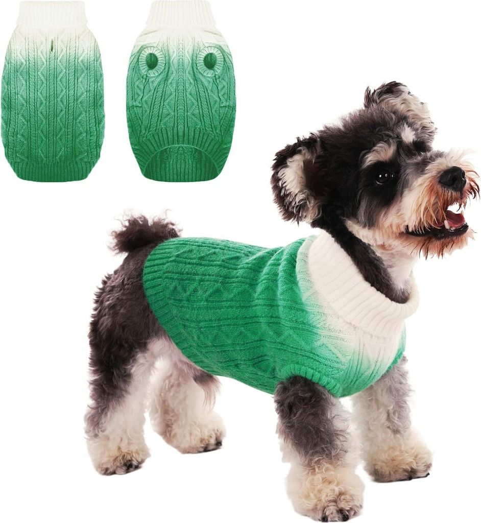 Warmer Winterpullover für Hunde, weicher und bequemer gestrickter Hundemantel, Rollkragen-Haustierkleidung für kaltes Wetter, Farbverlauf angepas...