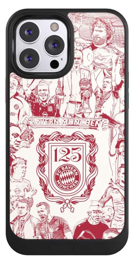 NIVOCASE Hülle für Apple iPhone 13 Pro Max Handyhülle NIVOcore Case Schwarz FC Bayern München Offizielles Lizenzprodukt FCB 125 Jahre